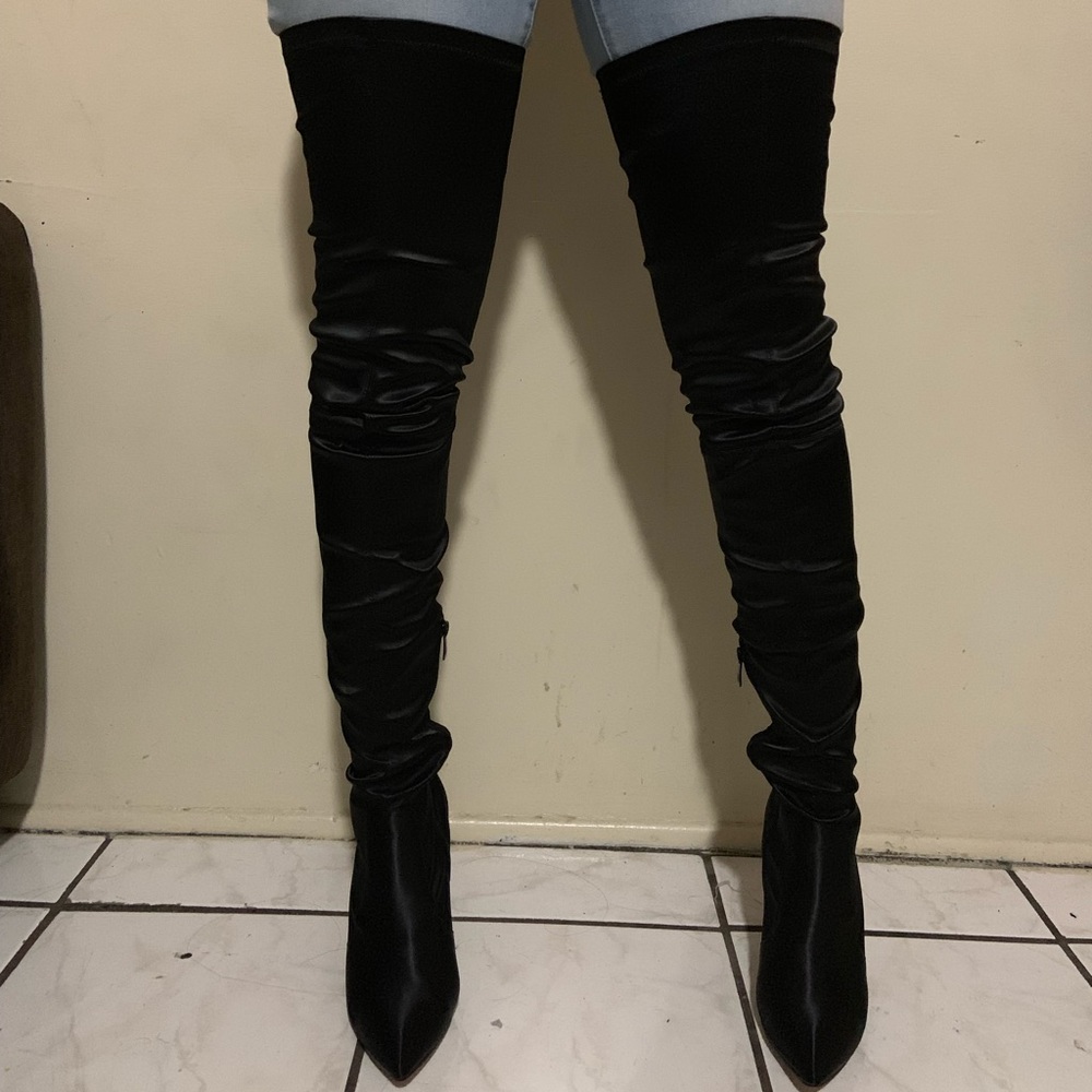 Thigh High Satin Boots